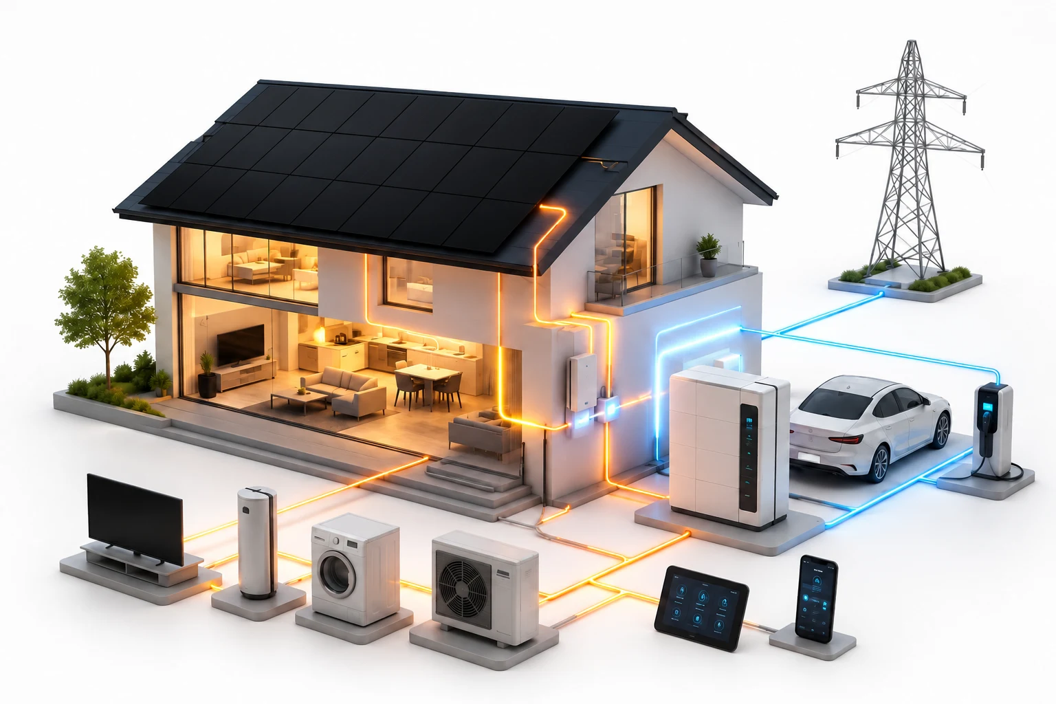 Intelligentes Energiesystem mit Photovoltaik, Batteriespeicher, Wärmepumpe, Wallbox und Smart Home